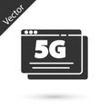 Grey 5G new wireless internet wifi connection icon isolated on white background. Global network high speed connection Royalty Free Stock Photo