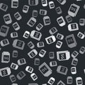 Grey 5G Sim Card icon isolated seamless pattern on black background. Mobile and wireless communication technologies Royalty Free Stock Photo