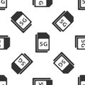 Grey 5G Sim Card icon isolated seamless pattern on white background. Mobile and wireless communication technologies Royalty Free Stock Photo