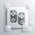 Grey Gamepad icon isolated on grey background. Game controller. Square glass panels. Vector Illustration.