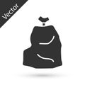 Grey Garbage bag icon isolated on white background. Vector Illustration