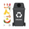 Grey garbage can with organic elements