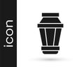 Grey Garden light lamp icon isolated on white background. Solar powered lamp. Lantern. Street lamp. Vector Illustration Royalty Free Stock Photo