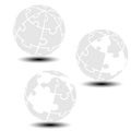 Grey globe symbol created from puzzle. Monochrome simple silhouettes. Symbol alliance of people in the world.
