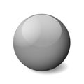 Grey glossy sphere, ball or orb. 3D vector object with dropped shadow on white background Royalty Free Stock Photo