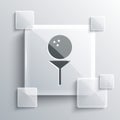 Grey Golf ball on tee icon isolated on grey background. Square glass panels. Vector Illustration Royalty Free Stock Photo