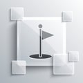 Grey Golf flag icon isolated on grey background. Golf equipment or accessory. Square glass panels. Vector Illustration Royalty Free Stock Photo