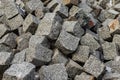 Grey granite bricks piled for road construction Royalty Free Stock Photo