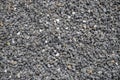 Grey gravel closeup photo for background. Sharp gray stones for construction. Gravel texture.