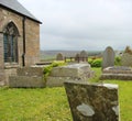 Graveyard at St Bridget\'s church Morvah on the windswept barren moorland west of Zennor west cornwall Royalty Free Stock Photo