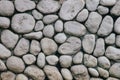 Grey or gray stone wall with natural texture round stone. Natural stone old style wall. Royalty Free Stock Photo