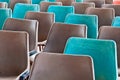 Grey and green old plastic chairs Royalty Free Stock Photo