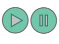Grey green play pause button icon vector