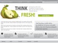 Grey-green website with pear