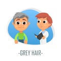 Grey hair medical concept. Vector illustration.