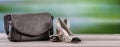 Grey handbag and zebra high heel shoes