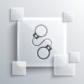 Grey Handcuffs icon isolated on grey background. Square glass panels. Vector