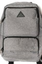 A grey haversack backpack closeup photo