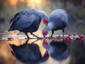 Grey-headed swamphen Feeding in th emorning