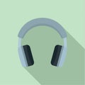 Grey headphones icon, flat style