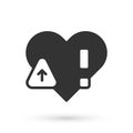 Grey Heart rate icon isolated on white background. Heartbeat sign. Heart pulse icon. Cardiogram icon. Vector