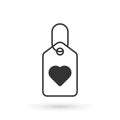 Grey Heart tag icon isolated on white background. Love symbol. Valentine day symbol. Vector Royalty Free Stock Photo