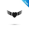 Grey Heart with wings icon isolated on white background. Love symbol. Valentines day. Vector Royalty Free Stock Photo