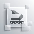 Grey High-speed train icon isolated on grey background. Railroad travel and railway tourism. Subway or metro streamlined Royalty Free Stock Photo