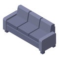 Grey home sofa icon, isometric style