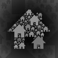 Grey home symbol on dark grey background