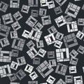 Grey House Edificio Mirador icon isolated seamless pattern on black background. Mirador social housing by MVRDV