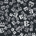 Grey Hunting jacket icon isolated seamless pattern on black background. Hunting vest. Vector