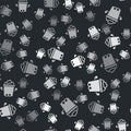 Grey Ice bucket icon isolated seamless pattern on black background. Vector Royalty Free Stock Photo