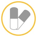 Round Button grey and yellow showing Pills Royalty Free Stock Photo