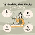 Grey Illustrated Gardening Tips Instagram Post