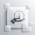 Grey Information icon isolated on grey background. Square glass panels. Vector Illustration Royalty Free Stock Photo