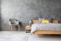 Grey interior of bedroom