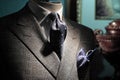 Grey jacket, dark blue tie and handkerchief Royalty Free Stock Photo