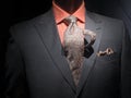 Grey jacket with orange shirt, tie and handkerchie Royalty Free Stock Photo