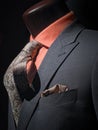 Grey jacket with orange shirt, tie & handkerchief Royalty Free Stock Photo