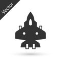 Grey Jet fighter icon isolated on white background. Military aircraft. Vector Royalty Free Stock Photo