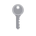 Grey key icon, security access, illustration, flat style design isolated Royalty Free Stock Photo