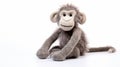 Playful Knitted Baboon Toy On White Background