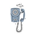 Grey Landline or Wireline Home Phone as Telephone Connection Vector Illustration Royalty Free Stock Photo