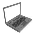 Grey laptop illustration. Laptop/computer side view illustration