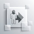 Grey Leader of a team of executives icon isolated on grey background. Square glass panels. Vector Royalty Free Stock Photo