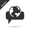 Grey Learning foreign languages icon isolated on white background. Translation, language interpreter and communication