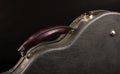 Grey leather case for mandolin on black background. Royalty Free Stock Photo