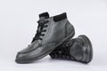 Grey leather men`s shoes