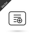 Grey line Add to playlist icon isolated on white background. Vector